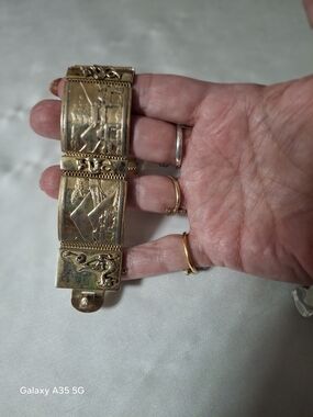Whiting & Davis Gold Egyptian Motif Panel Bracelet